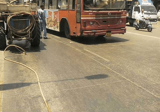 Industrial concrete surface before scabbling