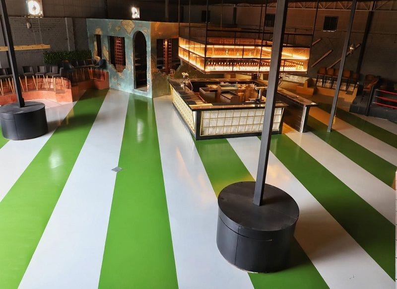 Decorative flooring in a commercial interior