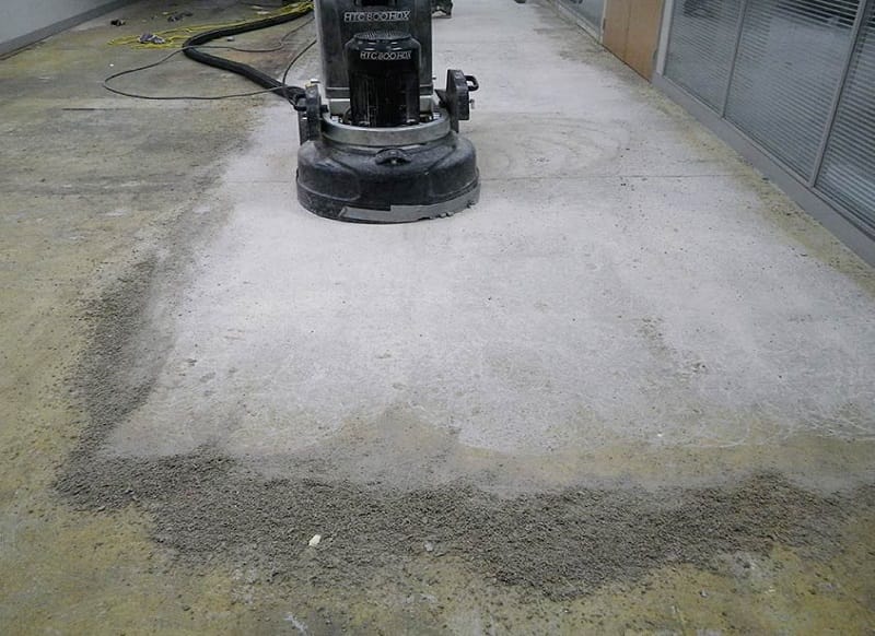 Industrial floor grinding during surface preparation