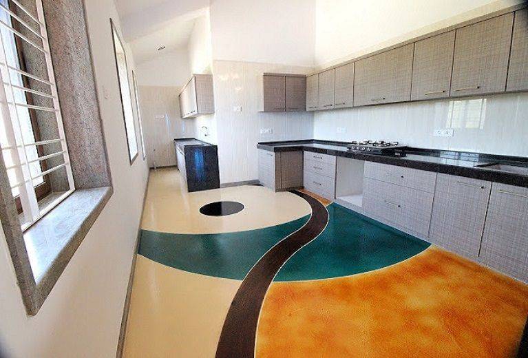 Decorative flooring in a modern kitchen