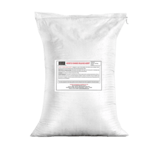 Hicrete Powder Release Agent container on a textured concrete surface in Pune, India.