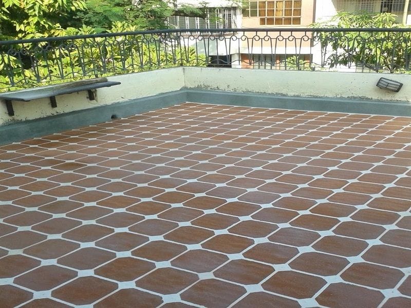 Spray textured flooring applied in a commercial space