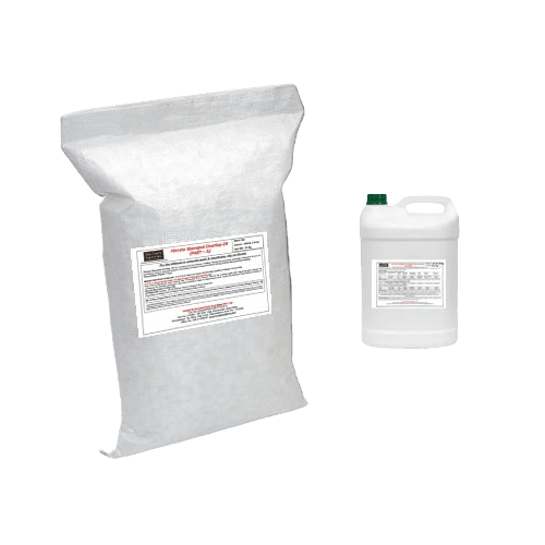 Mixing Hicrete Stamped Overlay Mix (Part A+B) for decorative concrete resurfacing and stamped finishes.