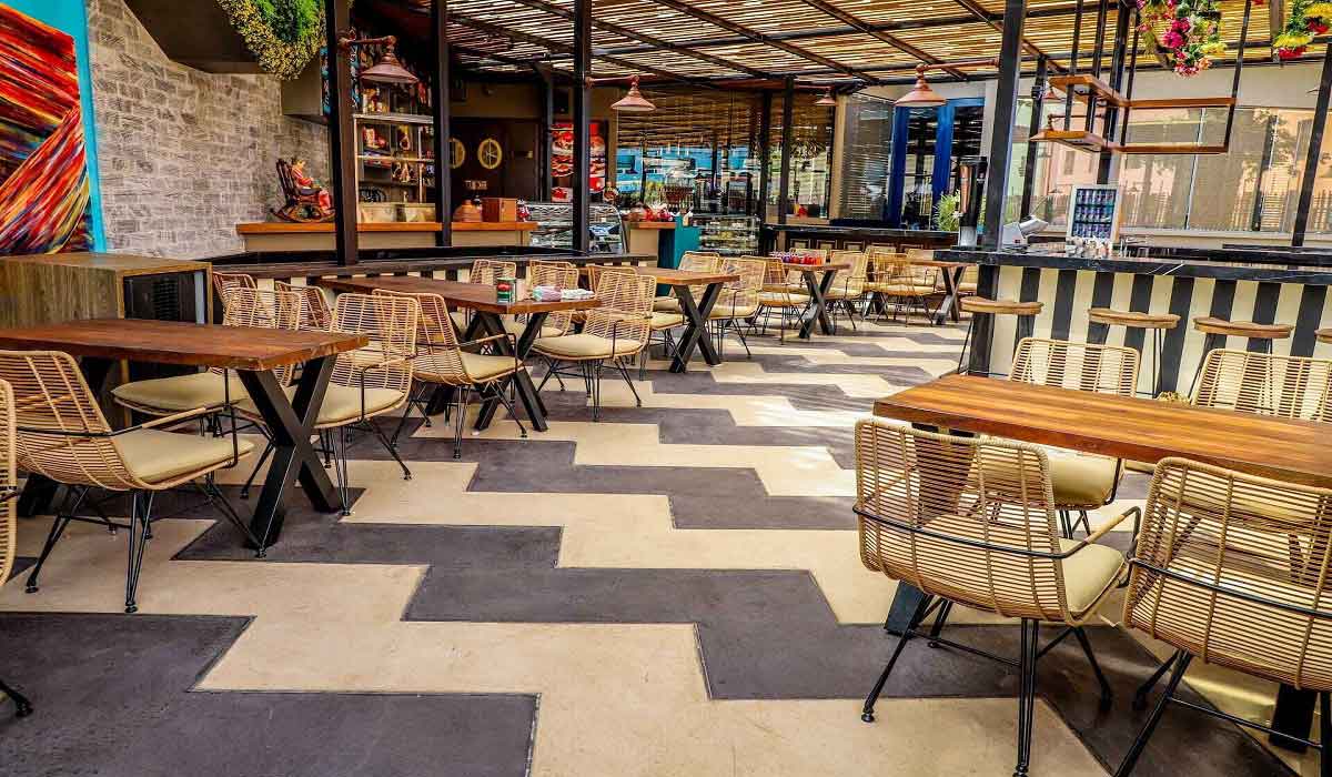 Microtopping floor application in a modern Pune building.