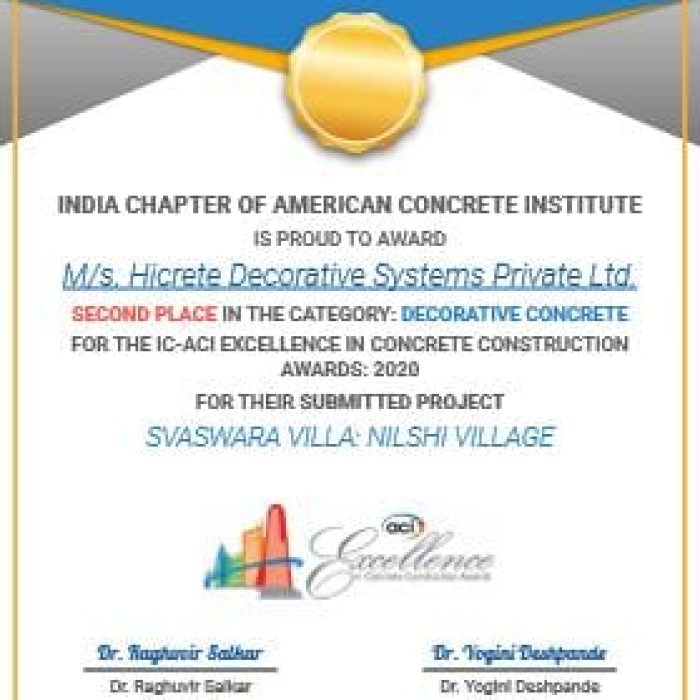 ICACI-Hicrete Decorative Services Pvt. Ltd., - 2nd Place.